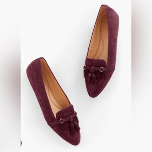 NWOB Talbots FRANCESCA TASSEL DRIVING FLATS - SUEDE Plum Colored Size 8M